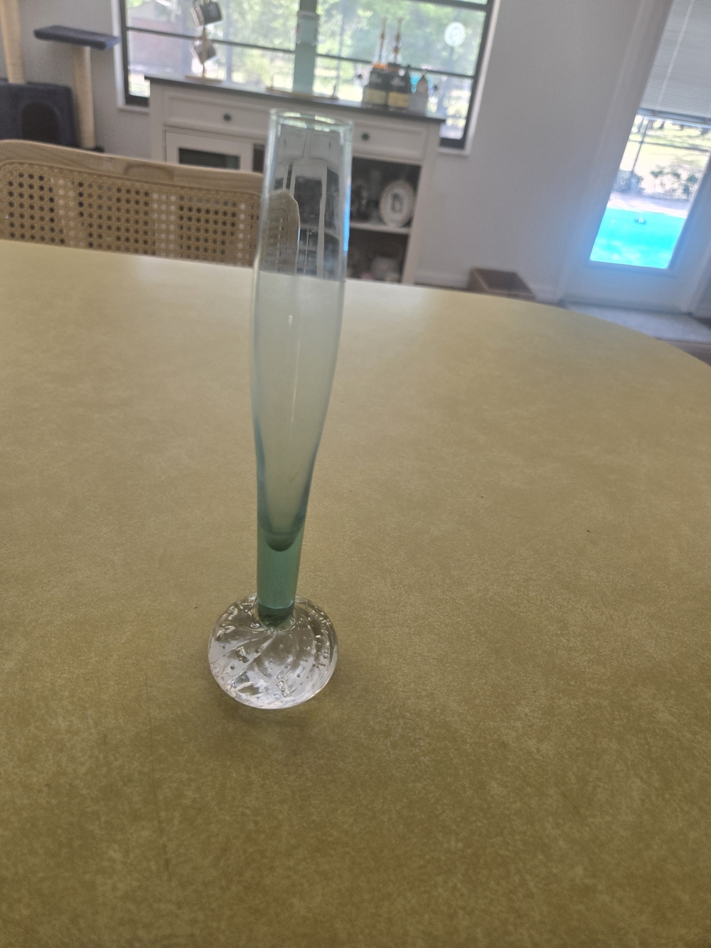 Vintage Tall Aqua Glass Bud Vase